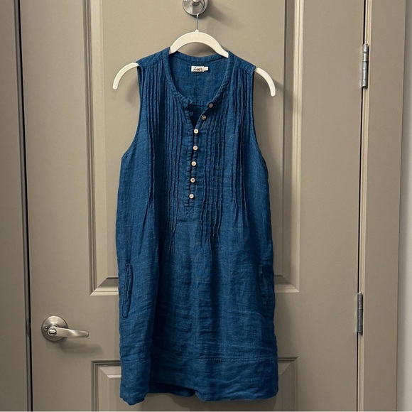 HP! ππ Faherty Isha Basketweave Dress, Indigo - Picture 6 of 9